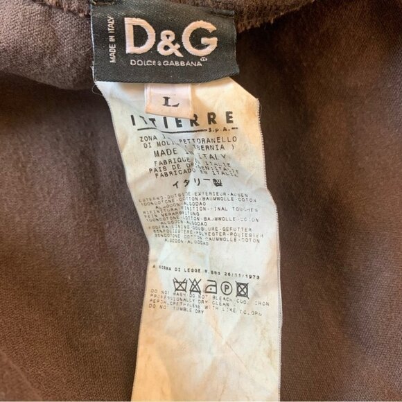 DOLCE & GABBANA CORDUROY JACKET BROWN JACKET HOODIE MADE IN ITALY  UNISEX MEDIUM - Picture 7 of 8